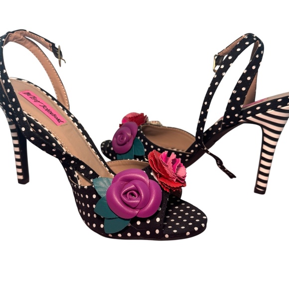 Betsy Johnson Polka Dot Floral Heels – Size 7.5 - Picture 5 of 11